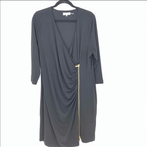 Calvin Klein black rushed dress with zipper